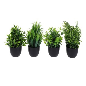 Unique Bargains Artificial Plants 4 Basin Combination Indoor Plastic Black 2.64"x2.64"x6.69" 1 Pc - 1 of 4