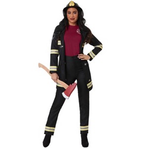 HalloweenCostumes.com Women's Black Firefighter Costume - 1 of 2