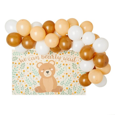 We can Bearly Wait Baby Shower Decorations for Girl We can Bearly Wait Baby  Bear Party Backdrop Bear Pink and Brown Balloon Garland Kit for Baby