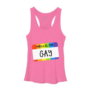 Adult Design By Humans Hello I'm Name Tag Rainbow Pride By MINHMINH Racerback Tank Top - 1 of 2