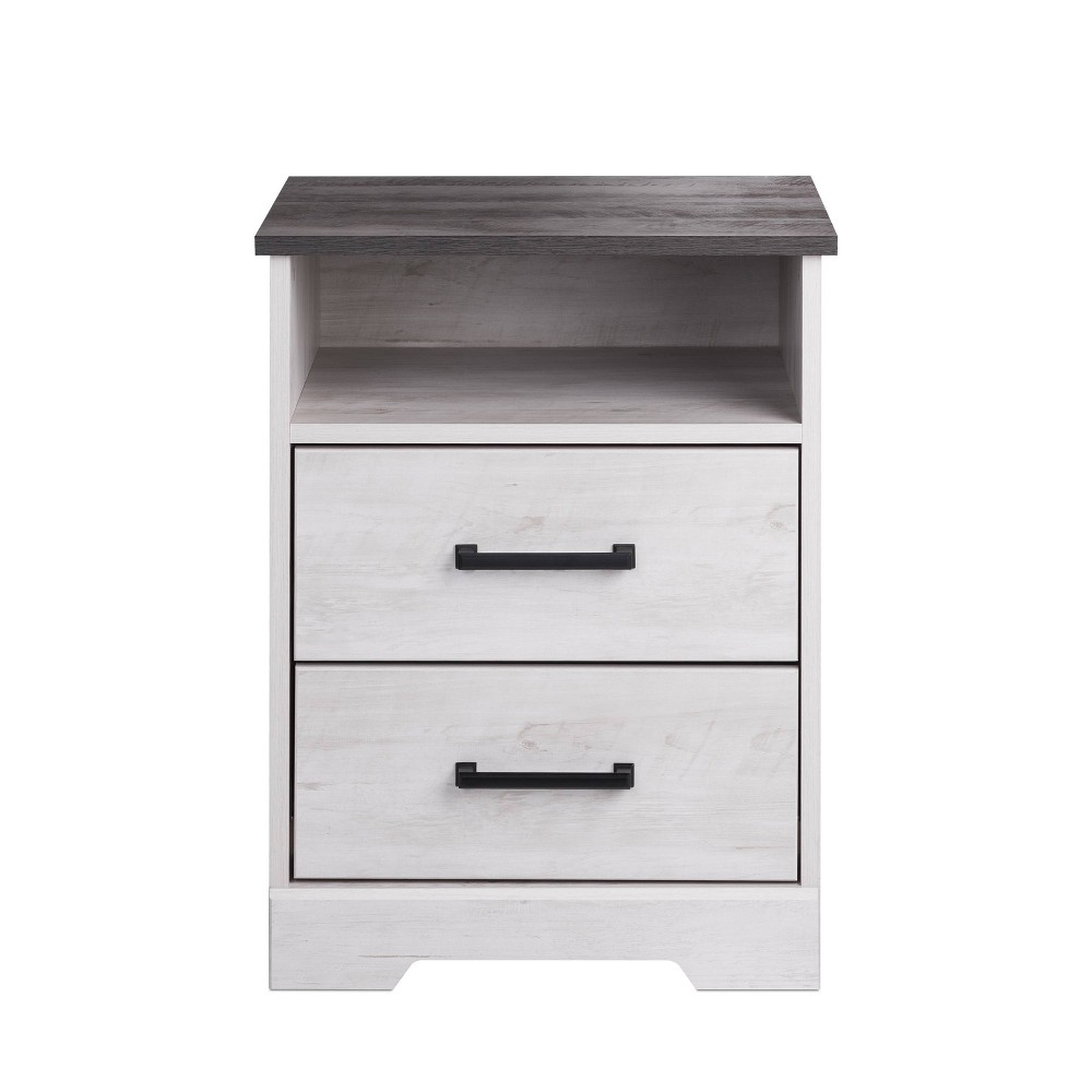 Photos - Storage Сabinet Prepac Rustic Ridge Farmhouse Nightstand with 2 Drawers and Open Cubby Washed White