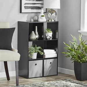 Racxily 11" 6-Cube Decorative Bookshelf, Storage Organizer, Black - 1 of 4