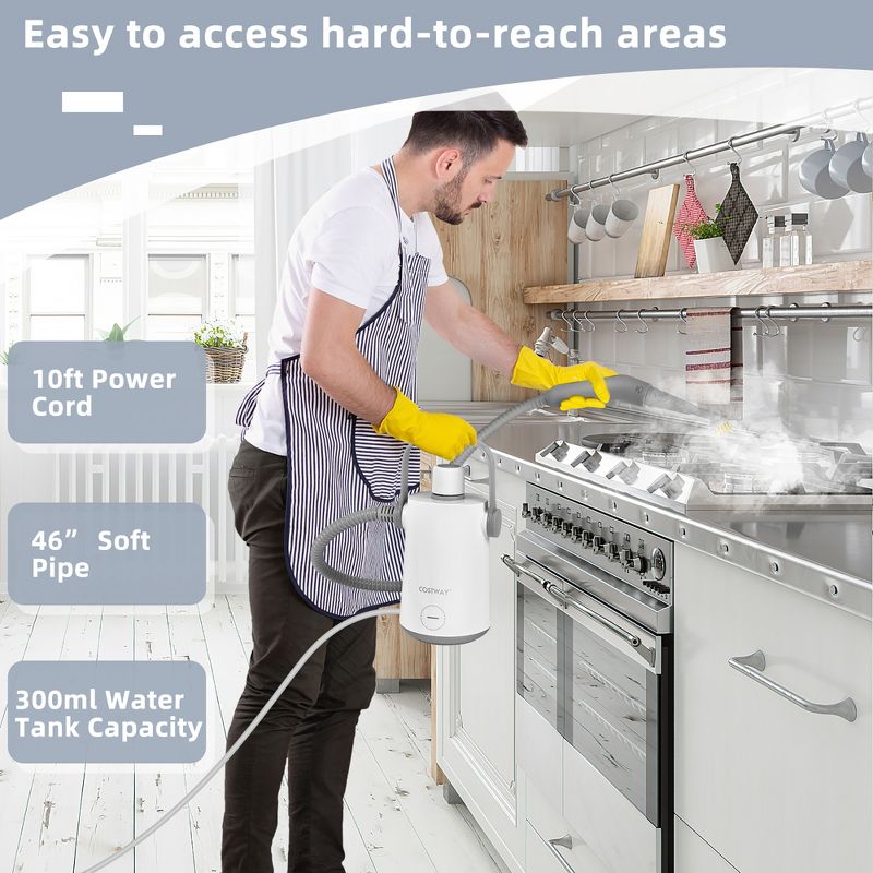 Costway 1000W Multifunction Portable Hand-held Steam Cleaner W/10 Accessories Green, 3 of 11