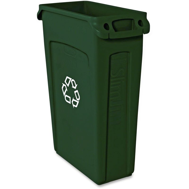 Rubbermaid Commercial Slim Jim Recycling Container w/Venting Channels Plastic 23gal Green 354007GN, 1 of 6