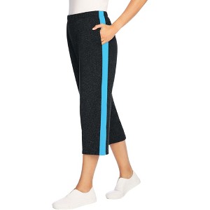 Woman Within Plus Size Petite Side-Stripe Cotton French Terry Capri - 1 of 4