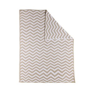 Chenille Knitted Blanket - Taupe Chevron - 1 of 4