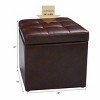 Costway 16''Cube Ottoman Pouffe Storage Box Lounge Seat Footstools with Hinge Top Red Brown - 3 of 4
