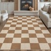 Washable Modern Living Room Rugs, Gingham Check Non Slip Bedroom Carpet, Geometric Checkered Indoor Floor Rugs for Dining Room - 2 of 4
