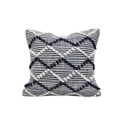 18x18 Inches Hand Woven Blue Polyester with Polyester Fill Pillow - Foreside Home & Garden