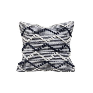 18x18 Inches Hand Woven Blue Polyester with Polyester Fill Pillow - Foreside Home & Garden - 1 of 4