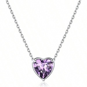 12 - Month Sparkling Birthstone Pendant, 16 Rolo Chain，0.34'' * 0.35''(8.6mm*9mm); Chain Size: 16inches + 2inches extension/Resizable - 1 of 4