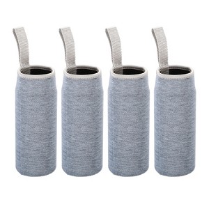 Unique Bargains Neoprene Insulated Water Bottle Sleeve with Finger Strap 2.56"x7.09" 4 Pcs - 1 of 4