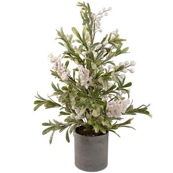 Northlight 2' Potted White Berry and Frosted Pine Christmas Tree, Unlit