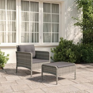 vidaXL 2 Piece Patio Lounge Set with Cushions Gray Poly Rattan - 1 of 4