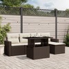 vidaXL 6 Piece Patio Sofa Set with Cushions Brown and Cream Poly Rattan - Without Storage - 2 of 4