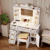 Fredees Vanity Desk: Large Mirror, Lights, Charging Station, 6 Drawers, Makeup Dressing Table with Storage Stool - 3 of 4