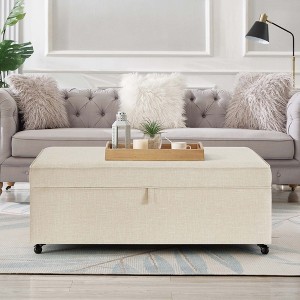 NicBex Modern 45" Linen Fabric Storage Bench with Wheels for Bedroom and Living Room - 1 of 4
