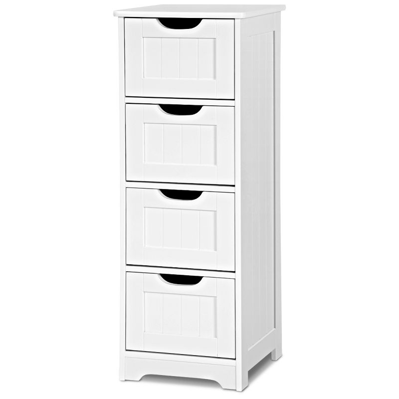 Tangkula 4 Drawers Bathroom Storage Cabinet Free-Standing Side Storage Organizer, White, 1 of 10