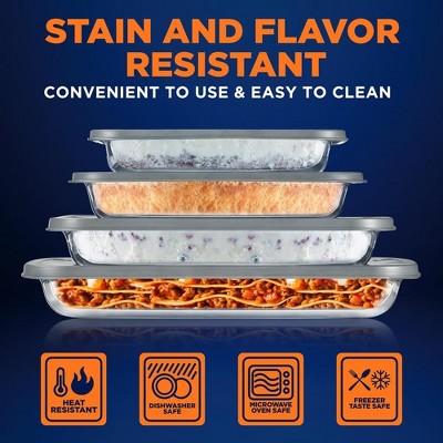 NutriChef 4-Piece Rectangular Glass Bakeware Set with Lids