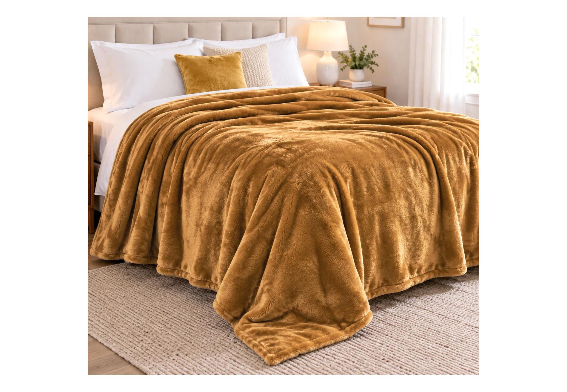 Home Mart Goods Solid Gold Ultra Plush Fleece Ultra Soft Warm Cozy Bed Blanket