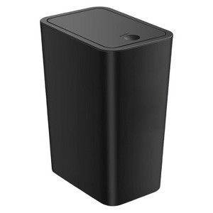 Aoibox Bathroom Trash Can with Lid, Small Garbage Bin, Press Top Wastebasket with Pop-Up Lid for Bedroom, Living Room, Office (Black) - 1 of 4