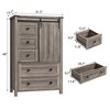 Farmhouse 5 Drawer Dresser for Bedroom, 48" Tall Wood Dresser Chest of Drawer with Sliding Barn Door - 2 of 4