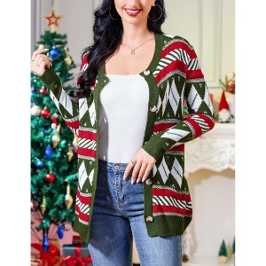 Ugly Christmas Sweaters Cardigans for Women Soft Comfy Holiday Long Sleeve Wintertime Fuzzy Pullover Xmas Knit Sweaters - 1 of 4