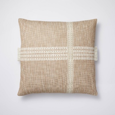 Oversized Textured Striped Square Throw Pillow Neutral/Cream - Threshold™ designed with Studio McGee