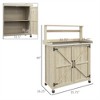 SKRAN Potting Bench, Outdoor Wooden Potting Table with Storage Cabinet with 2 Shelves, Garden Work Bench with Galvanized Plated Tabletop - 3 of 4