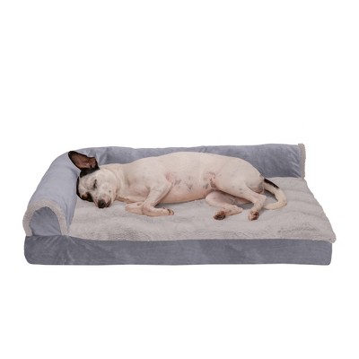 FurHaven Wave Fur & Velvet Deluxe Chaise Lounge Memory Foam Sofa-Style Dog Bed