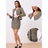 INSPIRE CHIC Women's Outfits Plaid Tweed Short Blazer and Skirt Suit Set 2 Pieces - 2 of 4
