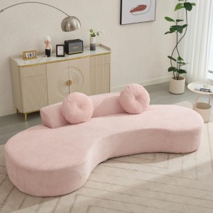 105.5''Curved Sofa, Modern Minimalist Sofa, Cloud Couch Sofa 3-4 Seater Couch with 2 Pillows,Bedroom - 1 of 4