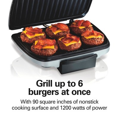Hamilton Beach Electric Indoor Grill with Nonstick Surface, 1200W, Stainless Steel