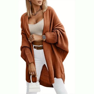 Imily Bela Women's Autumn/Winter Solid Color Fashionable Front Open Long Cardigan Sweater for Casual Wear - 1 of 4