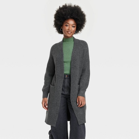 Women's Cashmere-Like Long Layering Cardigan - Universal Thread™ Dark Gray  XS