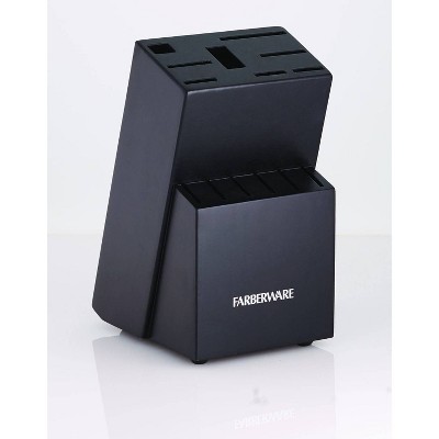 Farberware 15-Piece Stainless Steel Knife Block Set with Black Wood Block