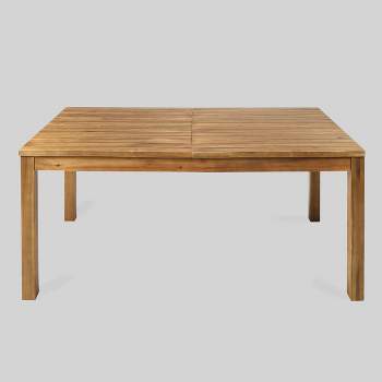 Wilson Rectangle Acacia Wood Expandable Dining Table Teak - Christopher Knight Home