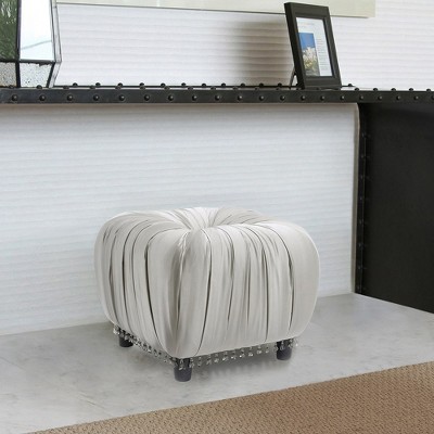 Gracie 20" Flint Grey Satin Tufted Storage Ottoman