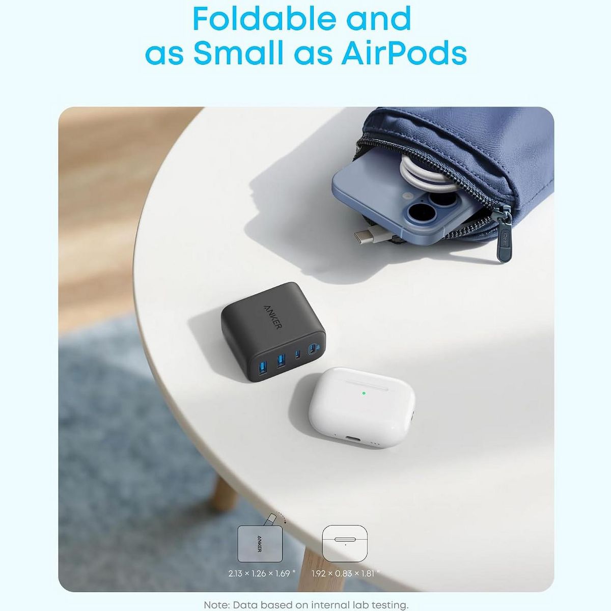 Anker Zolo USB C Charger Block, 50W Max Fast Charging, 2 USB C & 2 USB A, for iPhone 17/16, MacBook, iPad, Pixel, Galaxy, Apple Watch (1-Pack, Black) - thumbnail 2