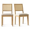 Dining Chairs, Mid Century Upholstered Dining Chairs, Rattan Back Chairs with Black Frame for Kitchen or Dining Room-Tanpinhause - 3 of 4