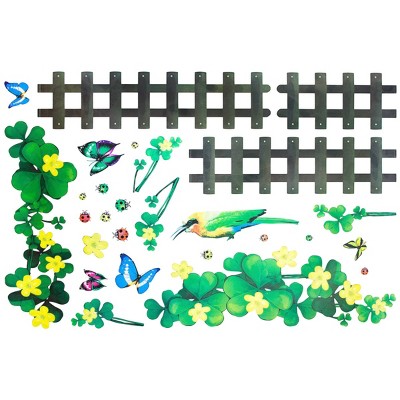 Slickblue Fresh Green Fence Wall Decal 23.6x35.9 inch – Creative Peel & Stick Vinyl Art for Home and Bedroom