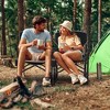Costway Outdoor Rocker Camping Chair for Adults with Dual Springs Padded Back Black/Red - 2 of 4