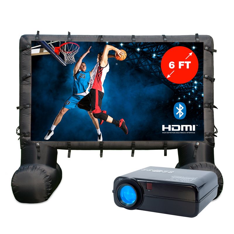 Total Homefx Pro Weather-Resistant Inflatable Theatre Kit With Outdoor Projector, And 72" Projection Screen, 1 of 5