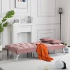 MAYEERTY 67.7" Futon Sofa Bed - 5-Position Adjustable Backrest, Velvet Upholstery, Tufted Design, 2 Pillows - 4 of 4