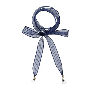 Allegra K Women's Organza Long Narrow Skinny Stripe Pattern Bag Handle Decor Waistband Scarf - 1 of 4