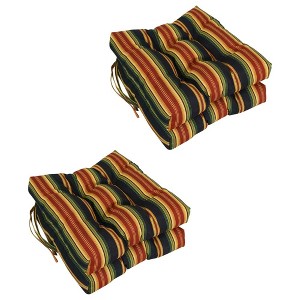 Blazing Needles, 16-inch Spun Polyester Patterned Outdoor Square Tufted Chair Cushions (Set of 4) - 1 of 2