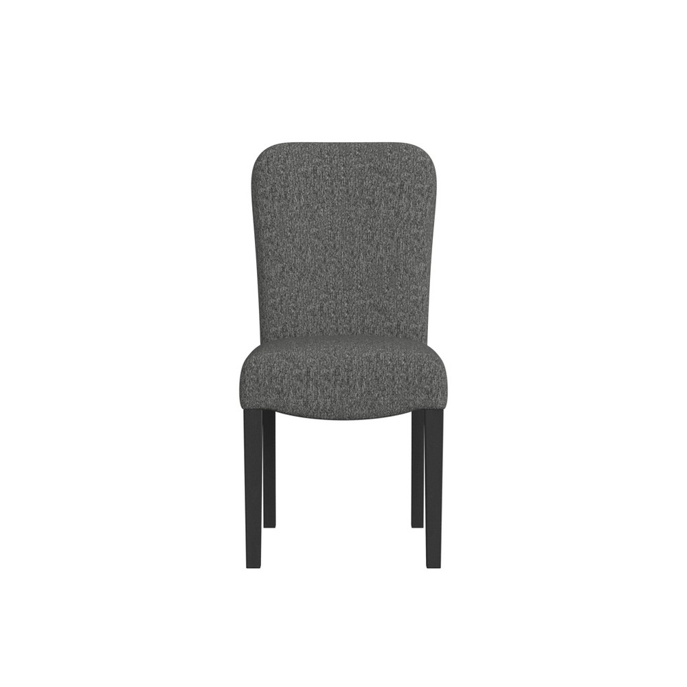 Set of 2 Rounded Back Upholstered Dining Chairs Black - HomePop