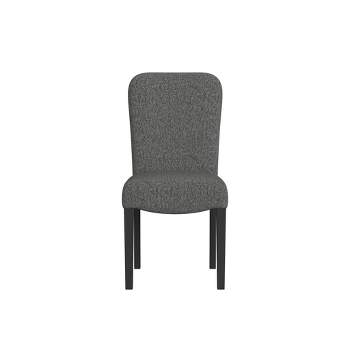 Set of 2 Rounded Back Upholstered Dining Chairs Black - HomePop