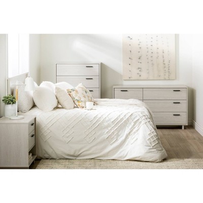 Fynn Full Winter Oak Wood Panel Headboard with Storage