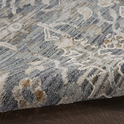 Navy Multicolor Synthetic Floral Rectangular Area Rug